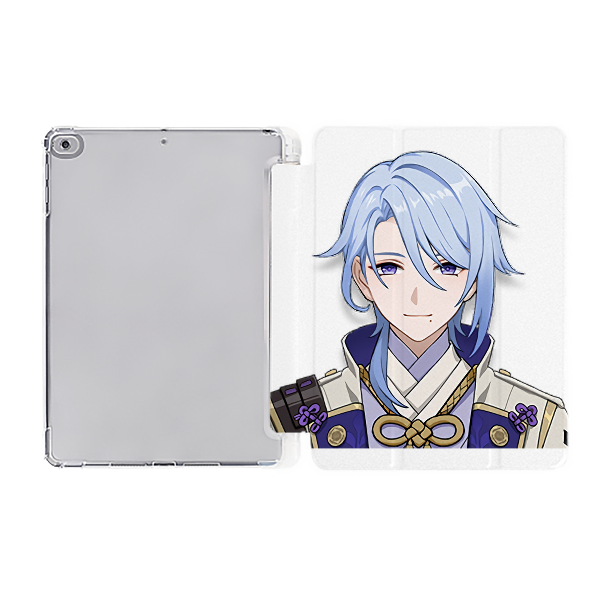 げんし神 神里綾人 かみさとあやと genshin Kamisato Ayato IPad ケース ペン収納付き 三つ折りスタンド PUレザー×シリコン 対応機種9.5/10.5/10.9インチ